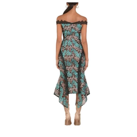 NWT Elliatt Quartz Dress Gown Peacock Black Teal Lace Brocade Embroidery Sm - Picture 2 of 16